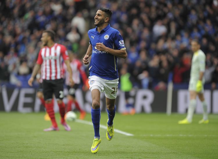 matchvinder. Riyad Mahrez var i hopla for Leicester og scorede begge mål i sejren over Southampton. 