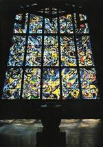 Lysindfald. Carl-Henning Pedersens glasmosaik i Frihedsmuseets gamle bygning før branden. 