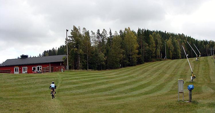 Forladt. Det kan se helt ensomt ud, når man ser cykelsporene, der skærer tværs over de grønne skibakker. 