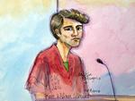 Dømt. Ross Ulbricht under et retsmøde tilbage i 2013. Tegning: Vicki Behringer. 