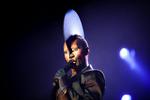 stil. Grace Jones arbejder fortsat med sin fremtræden og sin stil. Hendes albumcovere har spillet en vigtig rolle. Her optræder hun på Frederiksberg i 2009. 