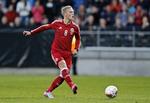 Mål. Viktor Fischer scorede sejrsmålet på straffespark mod Montenegro mandag aften i Viborg. 