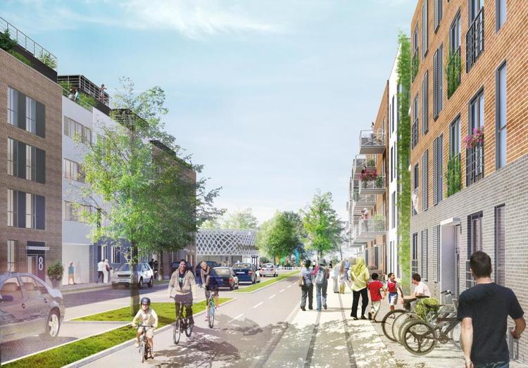 Drømmescenarie. Et rigt gadeliv skal erstatte utrygge tomrum, forestiller arkitekterne bag Mjølnerparkens renoveringsplan sig. 