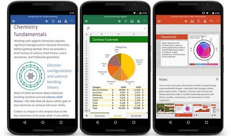 MOBILKONTOR. Stjernerne i Microsofts Office-pakke, Word, Excel og PowerPoint kan nu downloades og bruges på de fleste Android-smartphones. 