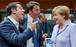 Skænderi. Måske så EU's topchefer, Grækenlands Alexis Tsipras, Italiens Matteo Renzi og Tysklands Angela Merkel forbrødrede ud tidligere på dagen, men bølgerne går efter sigende højt i asyldebatten. 