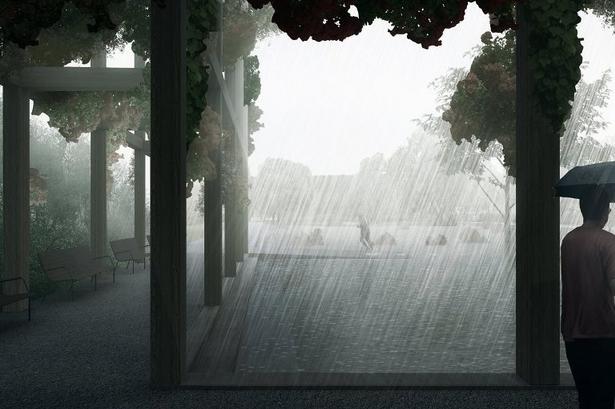 Rosenhaven ved skybrud. 