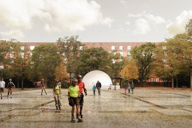 Scenerummet i tørvejr. 