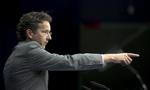 Euroen. Den hollandske finansminister  Jeroen Dijsselbloem havde den stramme mine på, da han efter dagens drama i Bruxelles mødtes med pressen for at forklare eurogruppens holdninger i forhold til den græske gældskrise. 