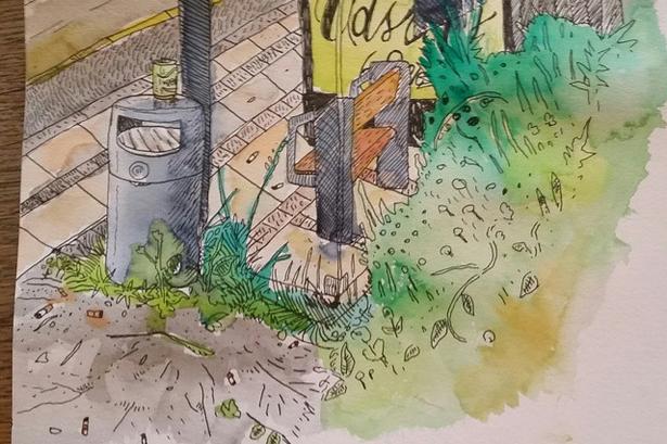 Nr. 19: Michael Schiøler Tingsgård har  tegnet busstoppestedet ved Tuborgvej og Lyngbyvej. 