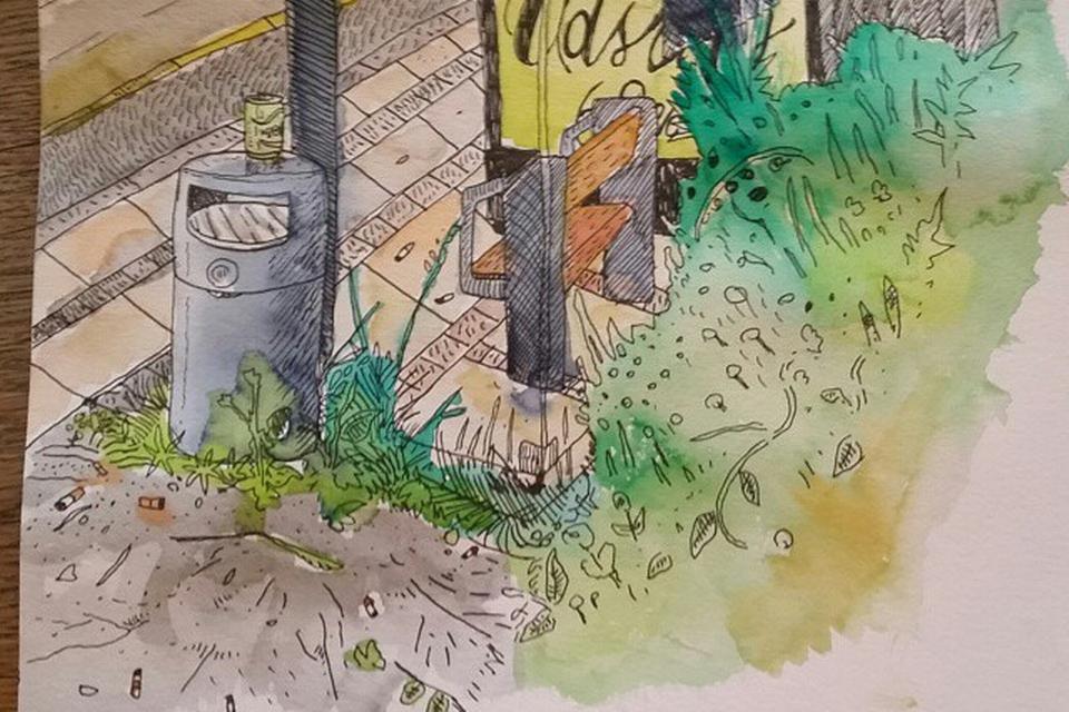 Michael Schiøler Tingsgård har deltaget i konkurrecen via Instagram. Han har tegnet busstoppestedet ved Tuborgvej og Lyngbyvej: 