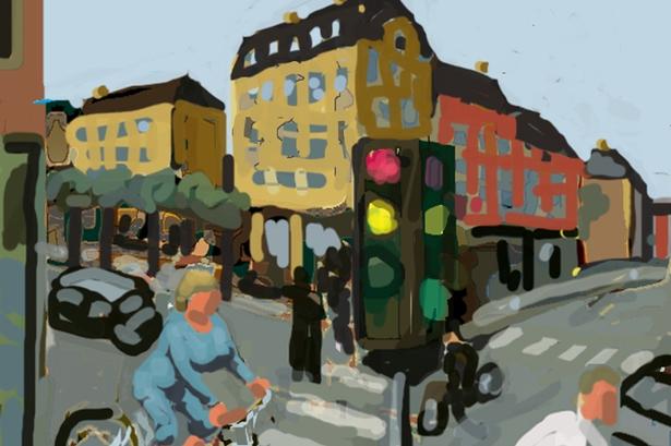 Nr. 6: Jeff Ibbo med denne tegning fra hjørnet af Rosenørns Allé og H.C.Ørstedsvej. 