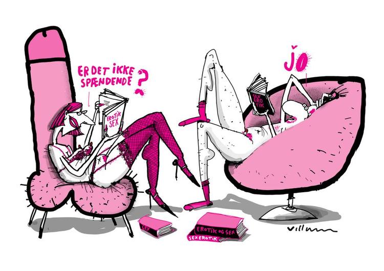 Sex. Hvordan er det for forfattere at skrive sexet? Er det sværere at skrive erotik end andet litteratur? Og er det dårlig smag? Tegning: Jørn Villumsen 