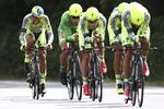 Tidstab. Contador og Saxo-Tinkoff var 28 sekunder efter BMC og 27 sekunder efter Froome og co. 