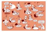 klik. Danskerne oploader billeder af deres oplevelser på restauranter - men hvornår bliver det for meget? Tegning: Philip Ytournel 