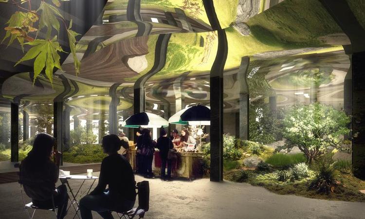 INDBYDENDE. Sådan kommer den underjordiske park til at se ud. Der er plads til at gå rundt og til at lege. 