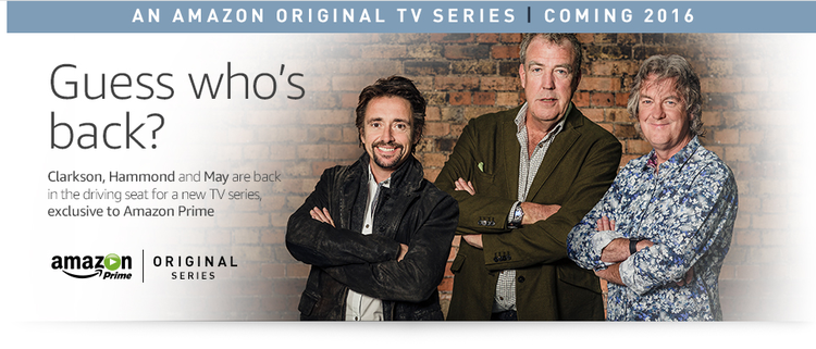 Officielt. Det bliver streaming-tjenesten Amazon Prime, der fra 2016 kan vise bil-tv med de tidligere Top Gear-værter. 