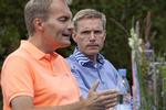 Budskaber. Peter Skaarup og Kristian Thulesen Dahl førte ordet, da DF-toppen mødte pressen på partiets sommergruppemøde i Skagen. 