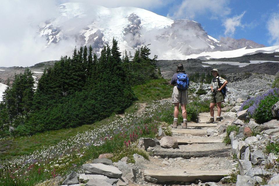 MOUNT Rainier i Washington er en park, der ser fredelig ud. Der kan dog opstå pludselige springfloder og mudderskred, der kan ramme vandrere. Det meste af parken er let tilgængelig, og hvis man følger rangernes råd, vil man få et trygt ophold. 