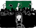 Skolestart. Det er igen begyndt at ringe ind til timer, men ikke alle trives lige godt under skolereformen. Tegning: Mette Dreyer 