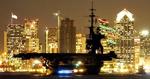 MUSEUMSSKIB. Hangarskibet USS Midway med San Diego i baggrunden. 