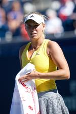 NEDTUR. Caroline Wozniacki lignede langt fra en fighter under opgøret i Toronto. 