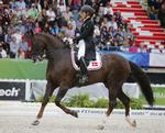 Topscorer. Danmarksmesteren Anna Kasprzak på hesten Donnperignon var bedste duo på det rød-hvide hold i Aachen med en pointscore på 72,986. 