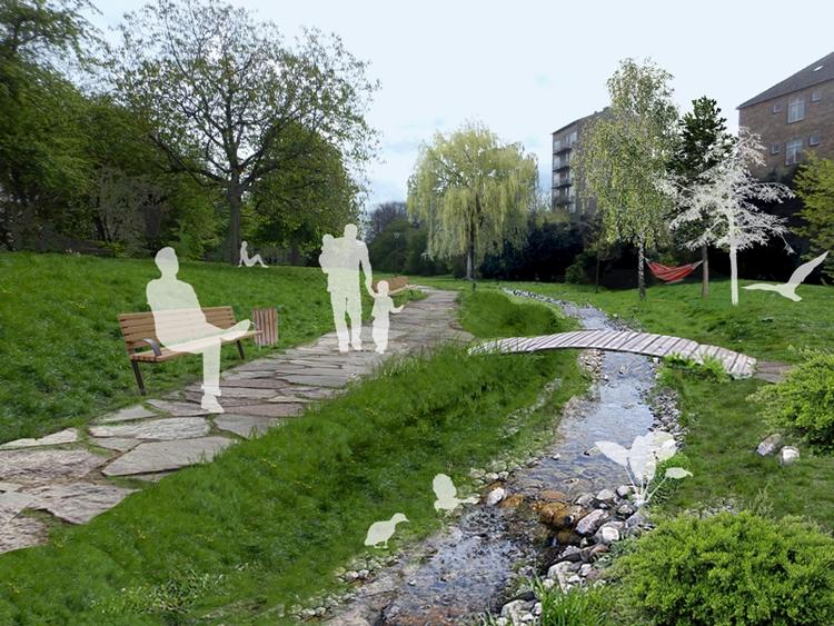 Rislende. Vand er der nok af, mener Ladegårdsåens støtter. Billedet viser, hvordan Ladegårdsåen kunne se ud i fremtiden. 