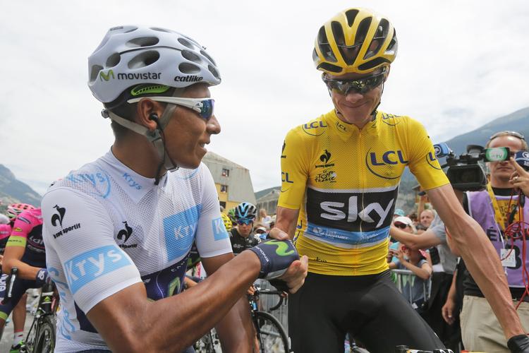 Vuelta. Nairo Quintana (tv) har meldt sig klar til Vueltaen, som også gerne vil have fat i Tour-vinder Chris Froome  (th). 