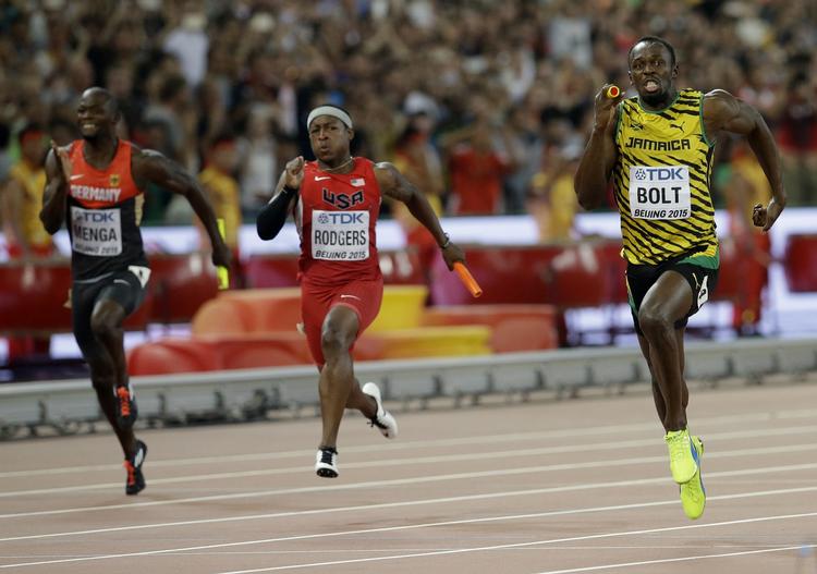 GULD. Med sejren på 4x100 meter sikrede Usain Bolt sig sin VM-guldmedalje nummer 11. 