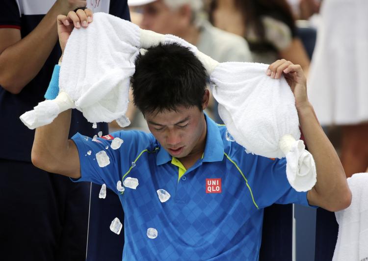 FÆRDIG. En enkelt kamp blev det for Kei Nishikori i dette års udgave af den sidste grandslam-turnering. 
