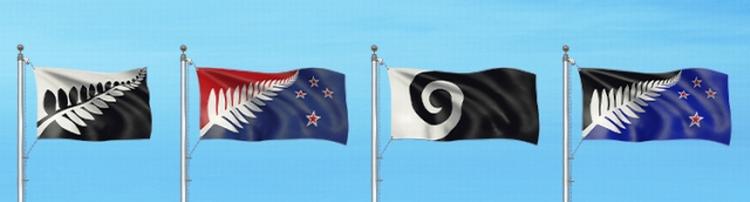 VALGKAMP: Her er de fire flag, New Zealands borgere nu kan stemme om. 