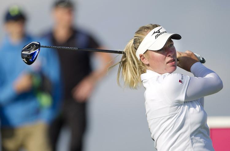 VELSPILLENDE. Med en eagle på 16. hul udbyggede Nicole Broch Larsen sin føring til 4 slag i Helsingborg Open. 