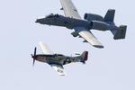 KONTRAST. Nye og gamle fly mødes. Nederst  Mustang P-51 sammen med et mere nutidigt A10 Warthog. 