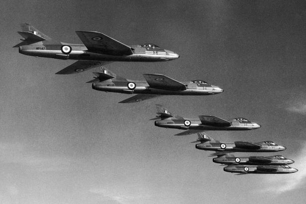 ULYKKESFLY. Det var et fly af typen Hawker Hunter, der forårsagede katastrofen ved Shoreham Air Show, hvor 11 personer omkom. Billedet er fra 1955. 