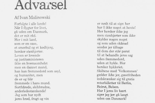 Advarsel! Digtet blev bragt 20. august 1986. 
