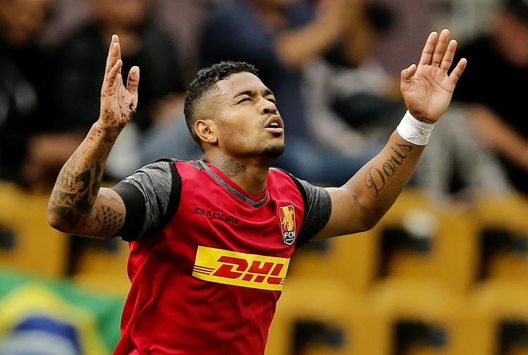 Målscorer. Brasilianske Bruninho scorede to mål i FC Nordsjællands 3-1 sejr ude mod Hobro IK. 