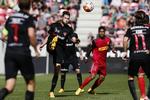 overraskelse. Bruninho (nummer to fra højre) satte ind vigtig scoring ind for FC Nordsjælland, da holdet vandt over topholdet FC Midtjylland. 