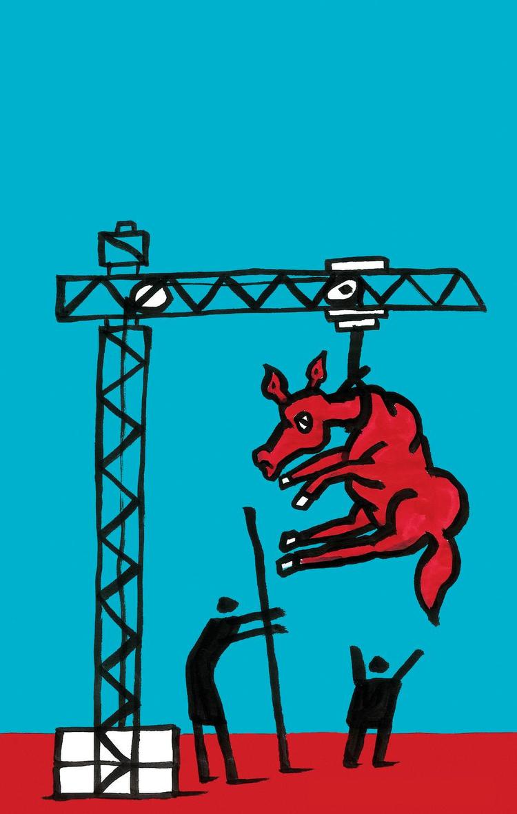 Utopisk. Samlet er de tre bind af 'Hesteæderne' en herlig utopi uden grænser. Illustration fra bogforside: Peter Lautrop 