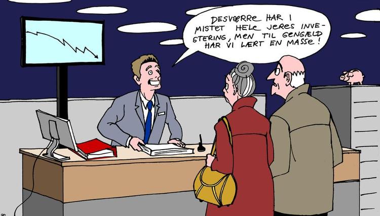 Risikovurdering. »Jeg tænker aldrig: Det er helt okay og meget menneskeligt at begå fejl«, skriver Lucy Kellaway. Tegning: Anne-Marie Steen Petersen 