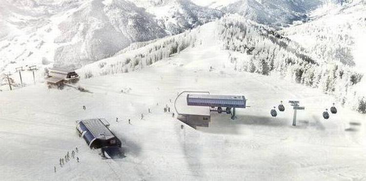 TOPPEN. Den nye lift får endestation oppe på toppen af Reiterkogel-bjerget i Skicircus Saalbach. 