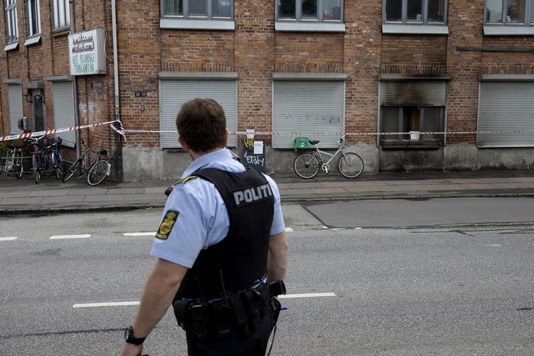 Brand. Det var her ved Islamisk Trossamfunds lokaler i København, at manden satte ild på den 16. august i år. Kort efter blev han anholdt. Han har erkendt, at det var ham, der gjorde det. (arkivfoto) 