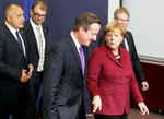 Utålmodighed. Hvad vil du med EU, David? Sådan spørger de andre ledere Cameron under aftenens topmøde. Her ses den britiske premierminister sammen med Tysklands forbundskansler, Angela Merkel, tidligere på dagen. 