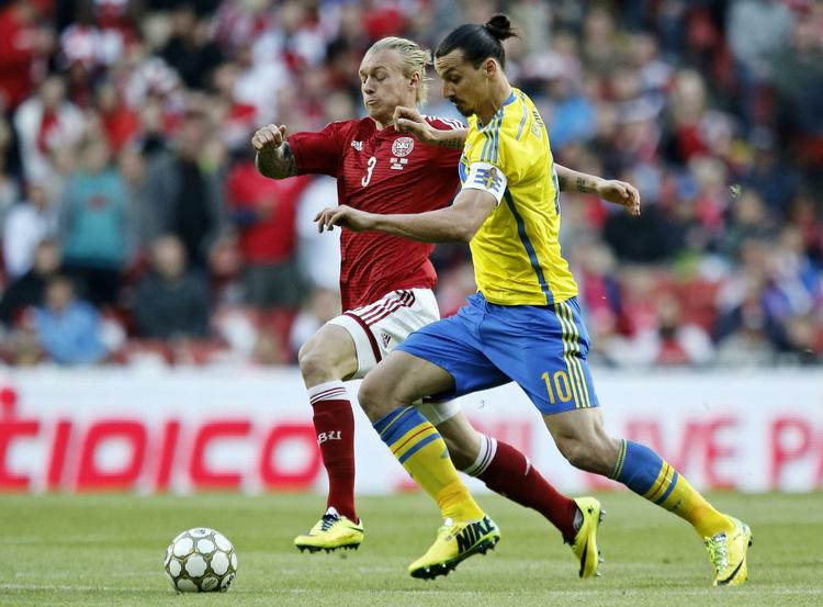 MÅLLØS. I de fem kampe, Zlatan Ibrahimovic har stået overfor Danmark, har Sverige ikke scoret et eneste mål. 