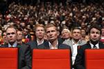 Spænding. Årets Tour de France-vinder Chris Froome (tv.) følger offentliggørelsen af næste års rute sammen med blandt andet André Greipel og Mark Cevendish. 