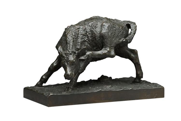 Muh! Det er med de små skulpturer, at Anne Marie Carl-Nielsen er bedst. Her er eksempelvis den 18 cm høje 'Kalv, der klør sig' fra 1887 i bronze. 