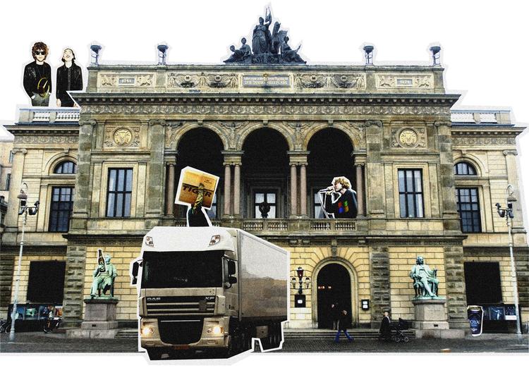 indflytning. Kunstnere og kulturinstitutioner som Det Kongelige Teater bør styrke økonomien ved at samarbejde mere med erhvervslivet, siger kulturdebattør Christian Have. Aktører som Tuborg, Royal, Mercedes og Tiger er allerede i gang, og bands som Mew og Reptile Youth leger med kommercielle kræfter som Microsoft og Mercedes-Benz. Kulturen behøver ikke at blive reklamesøjle - som Oehlenschläger her på billedet - eller opgive den kunstneriske integritet, siger Christian Have. Illustration: Christine Vierø Larsen 