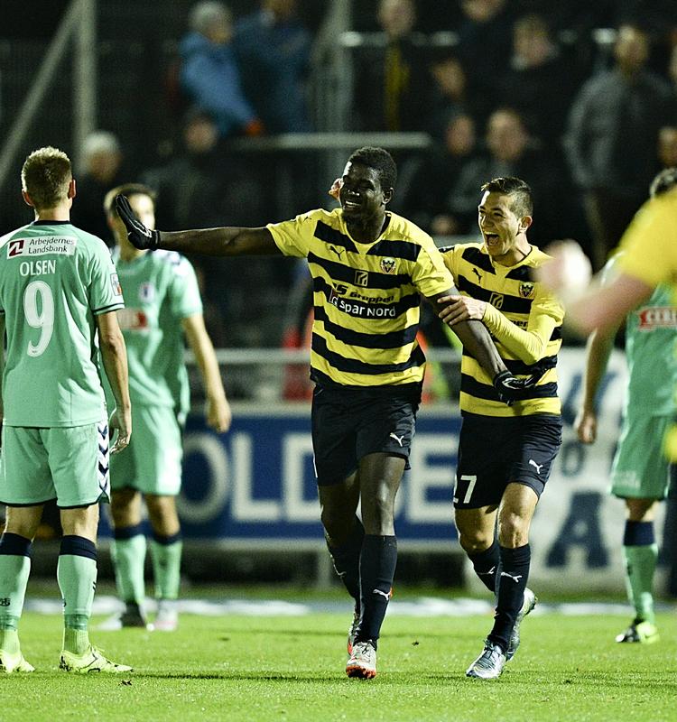 MÅLSCORER. Med to mål var Mayron George helt forrygende i sejren over AGF - indtil han udgik med en skade efter en time. 