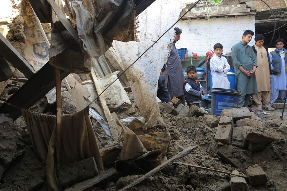 Et ødelagt hus i Mingora i Pakistan. 