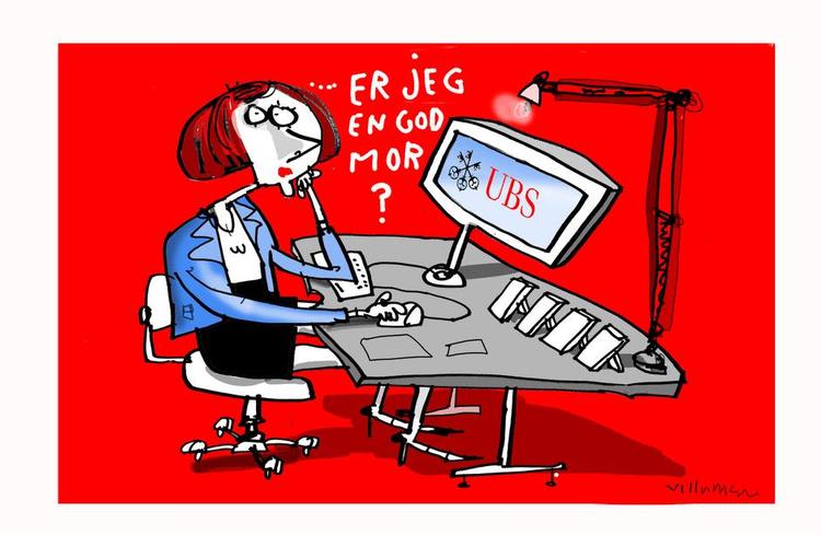 Kellaway. I denne uge spørger journalist på Financial Times, Lucy Kellaway, sig selv og andre: Er jeg en god forælder. Tegning: Jørn Villumsen 