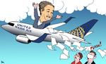 OSCAR. Oscar Munoz er blevet direktør i United Airlines og har som målsætning at gøre flyselskabet til rejsendes foretrukne. Lucy Kellaway ønsker held og lykke med opgaven. Tegning: Anne-Marie Steen Petersen 